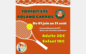 FORFAIT ÉTÉ Roland Garros 🎾 