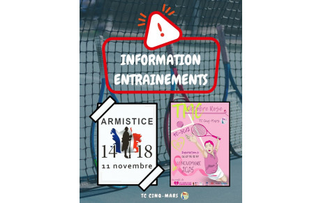 INFORMATION ENTRAINEMENTS 🎾 